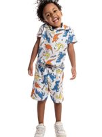 Camiseta m/malha c/bermuda moletinho dino