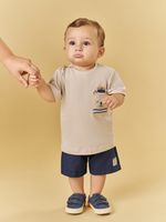 T-shirt e short em linho washed plus