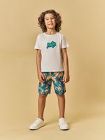 T-shirt em flamê e bermuda tactel tropical
