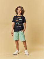 T-shirt em malha e short malha waffle
