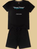 T-shirt em meia malha e bermuda moletinho