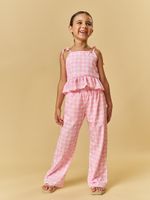 Cropped peplum e calça wide