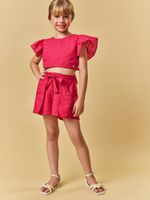 Cropped e shorts bordado