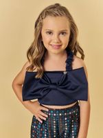 Cropped com laço e short jacquard