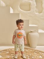 T-shirt em flamê e short jacquard ondulê