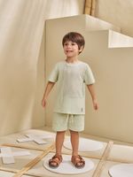 T-shirt em piquet e short jacquard ondulê