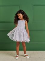 Vestido em tule flores 3D