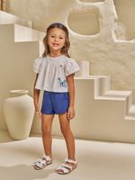 Blusa em poá e short neo rustic