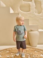 T-shirt em malha e short malha waffle