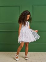Vestido em tule flores 3D