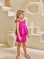 Conjunto bata com laço e shorts em laise