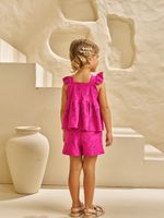 Conjunto bata com laço e shorts em laise
