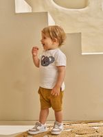 T-shirt em flamê e short em malha waffle