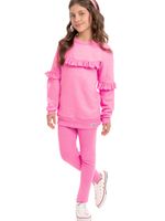 Casaco moletom babados  c/legging ribana