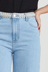 Calça Wide Leg Jeans Alta Thassia Pearl