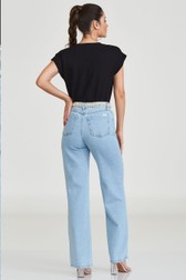 Calça Wide Leg Jeans Alta Thassia Pearl