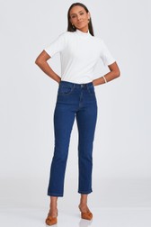 Calça Capri Reta Jeans Media Juliana Cruz