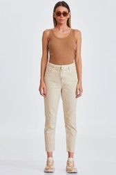 Calça Mom Jeans Slim Alta Frida Baunilha