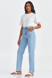 Calça Reta Jeans Alta Zayara Camacho