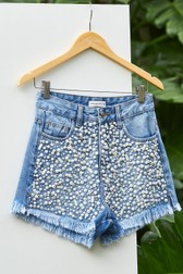 Short Jeans Bordado Marília Charms 