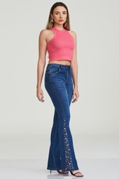 Calça Flare Jeans Bordada Dani Freitas