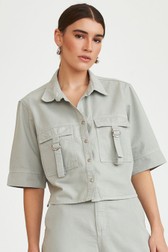 Camisa Cropped Sienna Prata