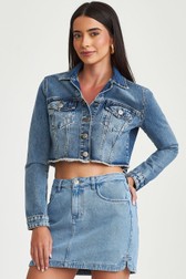 Jaqueta Jeans Cropped Olivia Borges