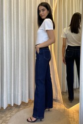 Calça Jeans Wide Leg Media Glaucia Camões