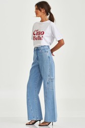 Calça Super Wide Jeans Alta Sally Davis