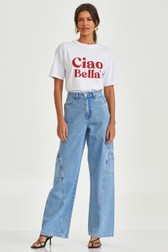 Calça Super Wide Jeans Alta Sally Davis