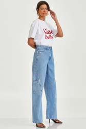 Calça Super Wide Jeans Alta Sally Davis