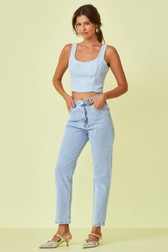 Calça Mom Jeans Flora Shine Love