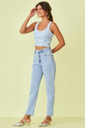 Calça Mom Jeans Flora Shine Love