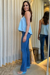 Calça Boot Cut Jeans Media Manu Perez