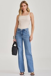 Calça Jeans Wide Leg Media Tuane Alves