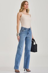 Calça Jeans Wide Leg Media Tuane Alves