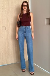 Calça Wide Leg Jeans Alta Thassia Balin