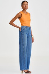 Calça Jeans Wide Leg Alta Thassia Amaral