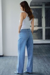 Calça Wide Leg Jeans Baixa June