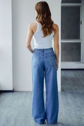 Calça Wide Jeans Leg Media Cassi