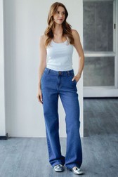 Calça Wide Leg Jeans Media Thay