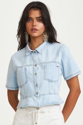 Camisa Jeans Cropped Hannah Lee