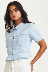 Camisa Jeans Cropped Hannah Lee