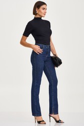 Calça Reta Jeans Media Mel Seixas