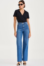 Calça Wide Leg Jeans Alta Thassia Manfrin