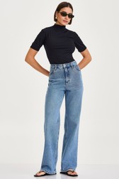 Calça Wide Leg Jeans Alta Thassia Borba