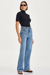 Calça Wide Leg Jeans Alta Thassia Borba