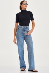 Calça Wide Leg Jeans Alta Thassia Borba