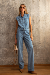 Calça Jeans Wide Leg Thassia Veiga