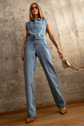 Calça Jeans Wide Leg Thassia Veiga